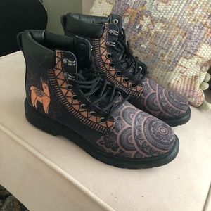 Combat boots with llamas
